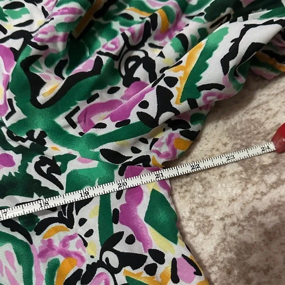 SHEIN Green and Pink Patterned Midi Dress - Picture 6 of 6